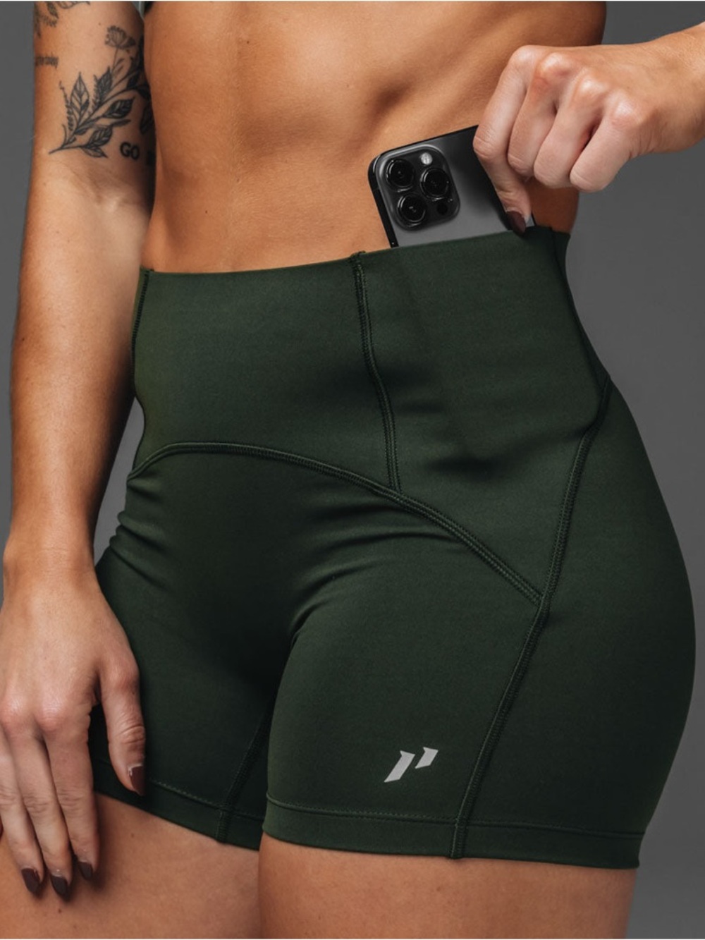 1st phorm Element 4” shorts in the color charcoal grey